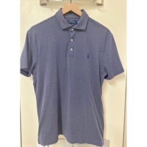 Polo Ralph Lauren Men Sze Medium S/S Custom Slim Fit Foulard Dot Polo Shirt Blue